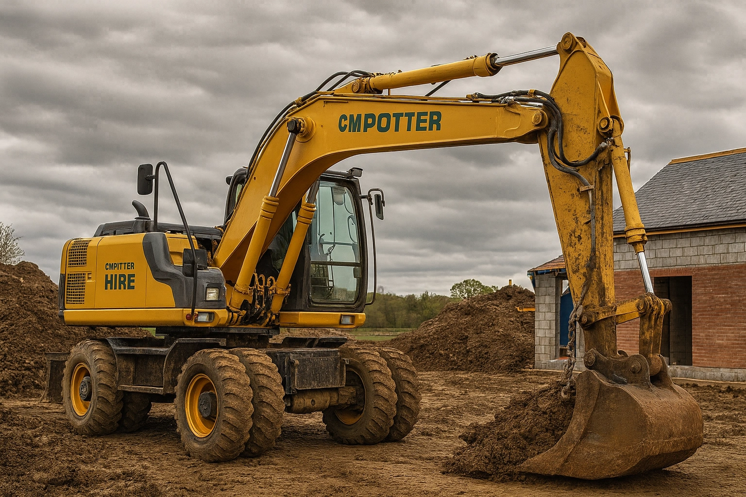 Construction equipment on a Los Angeles design-build jobsite by R Builders