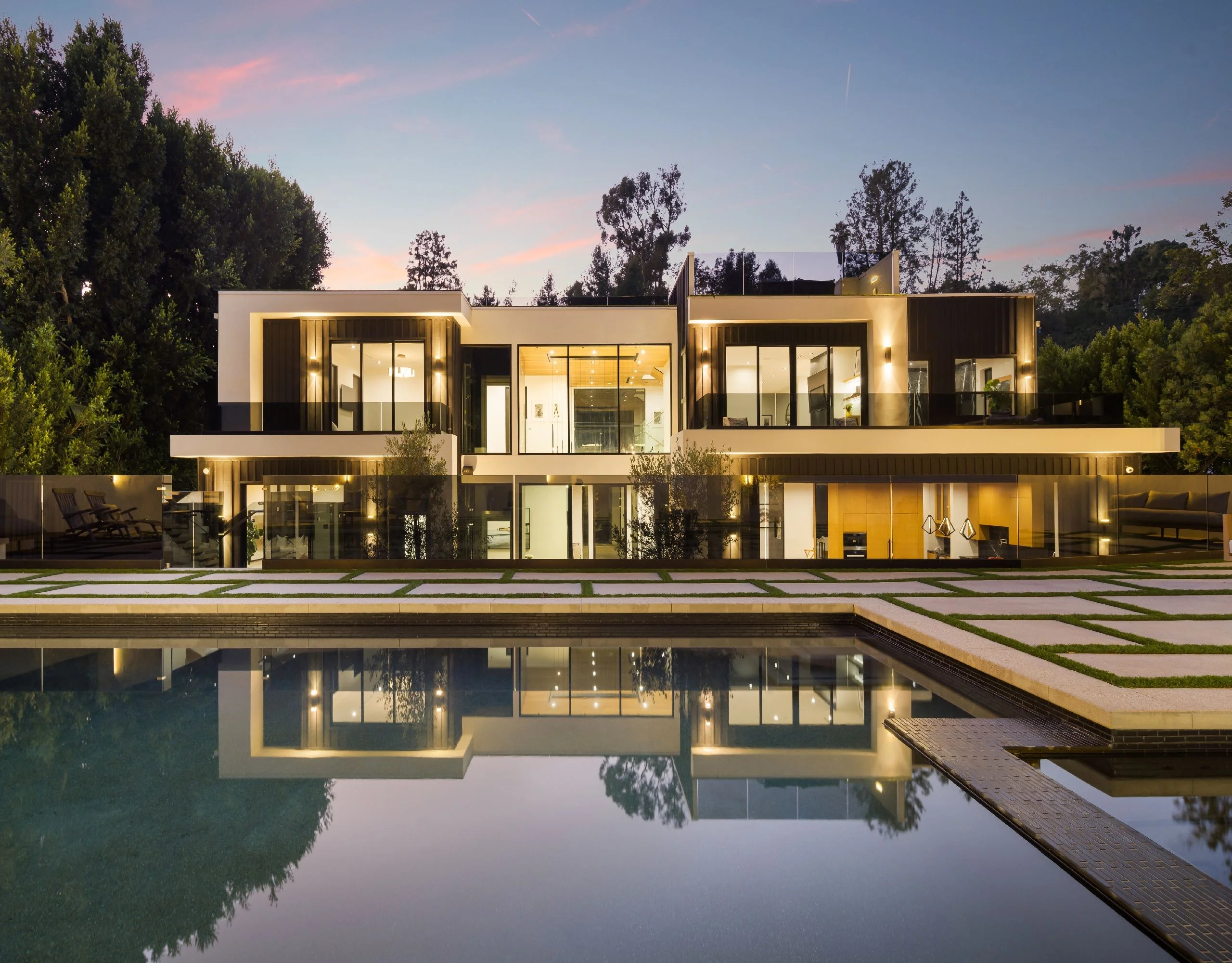 Deep Canyon exterior dusk view