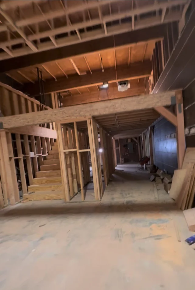 Living room with white oak millwork